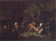 Jan Steen Merry Company in an inn. oil painting on canvas